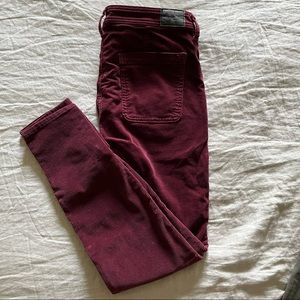 AE Maroon Cord Super Stretch Hi Rise Jegging